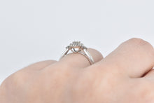 Load image into Gallery viewer, 10K Baguette Diamond Halo Promise Engagement Ring White Gold