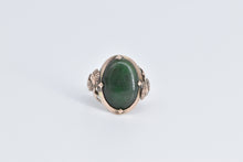 Load image into Gallery viewer, 14K Egyptian Revival Ornate Green Stone Swirl Ring Rose Gold