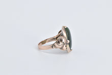 Load image into Gallery viewer, 14K Egyptian Revival Ornate Green Stone Swirl Ring Rose Gold