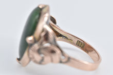Load image into Gallery viewer, 14K Egyptian Revival Ornate Green Stone Swirl Ring Rose Gold