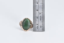 Load image into Gallery viewer, 14K Egyptian Revival Ornate Green Stone Swirl Ring Rose Gold