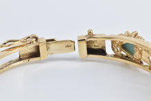 Load image into Gallery viewer, 14K Natural Turquoise Diamond Floral Bangle Bracelet 6.75" Yellow Gold