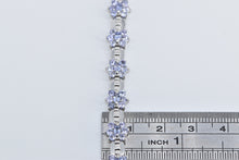 Load image into Gallery viewer, 14K Tanzanite Flower Cluster Bar Link Fashion Bracelet 7.5" White Gold