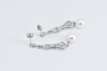Load image into Gallery viewer, 14K Ornate Diamond Elaborate Dangle Statement Earrings White Gold