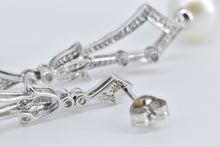Load image into Gallery viewer, 14K Ornate Diamond Elaborate Dangle Statement Earrings White Gold