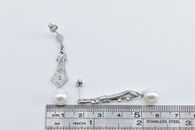 Load image into Gallery viewer, 14K Ornate Diamond Elaborate Dangle Statement Earrings White Gold