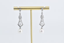 Load image into Gallery viewer, 14K Ornate Diamond Elaborate Dangle Statement Earrings White Gold