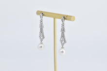 Load image into Gallery viewer, 14K Ornate Diamond Elaborate Dangle Statement Earrings White Gold
