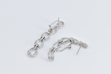 Load image into Gallery viewer, 14K Pave Diamond Encrusted Tear Drop Dangle Earrings White Gold
