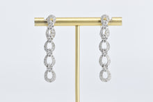 Load image into Gallery viewer, 14K Pave Diamond Encrusted Tear Drop Dangle Earrings White Gold