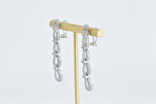 Load image into Gallery viewer, 14K Pave Diamond Encrusted Tear Drop Dangle Earrings White Gold