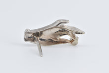 Load image into Gallery viewer, 14K Textured Diamond In Hand Ornate Lapel Pin/Brooch White Gold