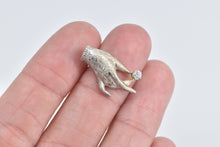 Load image into Gallery viewer, 14K Textured Diamond In Hand Ornate Lapel Pin/Brooch White Gold