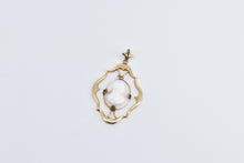 Load image into Gallery viewer, 10K Oval Pink Coral Carved Cameo Lady Ornate Pendant Yellow Gold