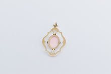 Load image into Gallery viewer, 10K Oval Pink Coral Carved Cameo Lady Ornate Pendant Yellow Gold