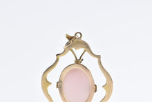 Load image into Gallery viewer, 10K Oval Pink Coral Carved Cameo Lady Ornate Pendant Yellow Gold