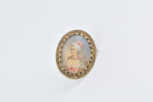 Load image into Gallery viewer, 14K Ornate Painted Lady Victorian Portrait Pendant/Pin Yellow Gold