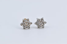 Load image into Gallery viewer, 10K Round Diamond Flower Round Cluster Stud Earrings White Gold