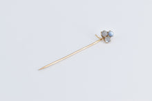 Load image into Gallery viewer, 14K Victorian Moonstone Clover Shamrock Stick Pin Yellow Gold