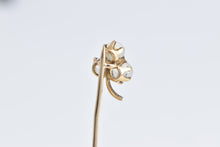 Load image into Gallery viewer, 14K Victorian Moonstone Clover Shamrock Stick Pin Yellow Gold