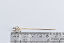 Load image into Gallery viewer, 14K Victorian Moonstone Clover Shamrock Stick Pin Yellow Gold
