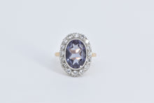 Load image into Gallery viewer, 14K 5.75 Ctw Oval Syn Sapphire Diamond Halo Ring Yellow Gold