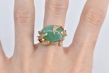 Load image into Gallery viewer, 14K Vintage Aventurine Leaf Cocktail Statement Ring Yellow Gold