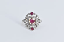 Load image into Gallery viewer, 18K 0.83 Ctw Natural Ruby Diamond Filigree Ring Yellow Gold
