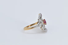 Load image into Gallery viewer, 18K 0.83 Ctw Natural Ruby Diamond Filigree Ring Yellow Gold