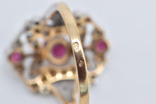 Load image into Gallery viewer, 18K 0.83 Ctw Natural Ruby Diamond Filigree Ring Yellow Gold