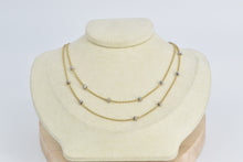 Load image into Gallery viewer, 18K Natural Diamond Banded Cable Opera Chain Necklace 18" Yellow Gold