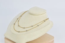 Load image into Gallery viewer, 18K Natural Diamond Banded Cable Opera Chain Necklace 18" Yellow Gold