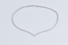 Load image into Gallery viewer, 14K 2.25 Ctw Natural Diamond Chevron Tennis Necklace 17" White Gold