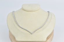 Load image into Gallery viewer, 14K 2.25 Ctw Natural Diamond Chevron Tennis Necklace 17" White Gold