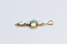 Load image into Gallery viewer, 18K 3.47 Ct Natural Emerald Pearl Victorian Cross Pendant Yellow Gold
