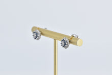 Load image into Gallery viewer, 14K Diamond Sapphire Flower Halo Cluster Stud Earrings White Gold