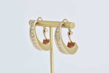 Load image into Gallery viewer, 14K 1.80 Ctw Diamond Graduated Fashion Oval Hoop Earrings Yellow Gold