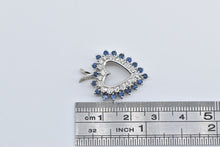 Load image into Gallery viewer, 14K Natural Diamond Sapphire Heart Love Vintage Pendant White Gold