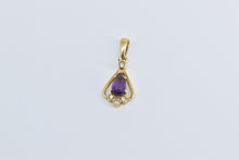 Load image into Gallery viewer, 18K Pear Amethyst Diamond Vintage Statement Pendant Yellow Gold