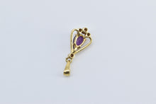 Load image into Gallery viewer, 18K Pear Amethyst Diamond Vintage Statement Pendant Yellow Gold