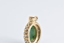 Load image into Gallery viewer, 14K Oval Green Agate Seed Pearl Halo Statement Pendant Yellow Gold