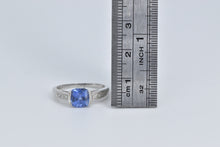 Load image into Gallery viewer, 10K Cushion Synthetic Tanzanite Diamond Statement Ring White Gold