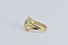 Load image into Gallery viewer, 14K Oval Sim. Sapphire CZ X Criss Cross Fashion Ring Yellow Gold