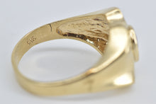 Load image into Gallery viewer, 14K Oval Sim. Sapphire CZ X Criss Cross Fashion Ring Yellow Gold