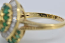 Load image into Gallery viewer, 18K 3.49 Ctw Pear Natural Diamond Emerald Swirl Ring Yellow Gold