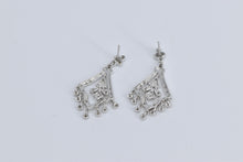 Load image into Gallery viewer, 14K Natural Diamond Ornate Fringe Dangle Earrings White Gold