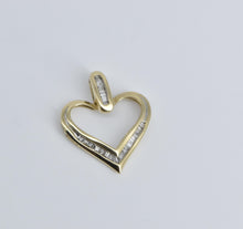 Load image into Gallery viewer, 10K Baguette Diamond Heart Love Symbol Pendant Yellow Gold