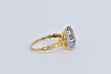 Load image into Gallery viewer, 10K Emerald Cut Lilac Quartz Ornate Statement Ring Yellow Gold