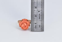 Load image into Gallery viewer, 14K 3D Rose Coral Flower Ornate Statement Ring Yellow Gold