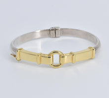 Load image into Gallery viewer, Sterling Silver 14k Gold Buckle Ornate Statement Bangle Bracelet 7.25"